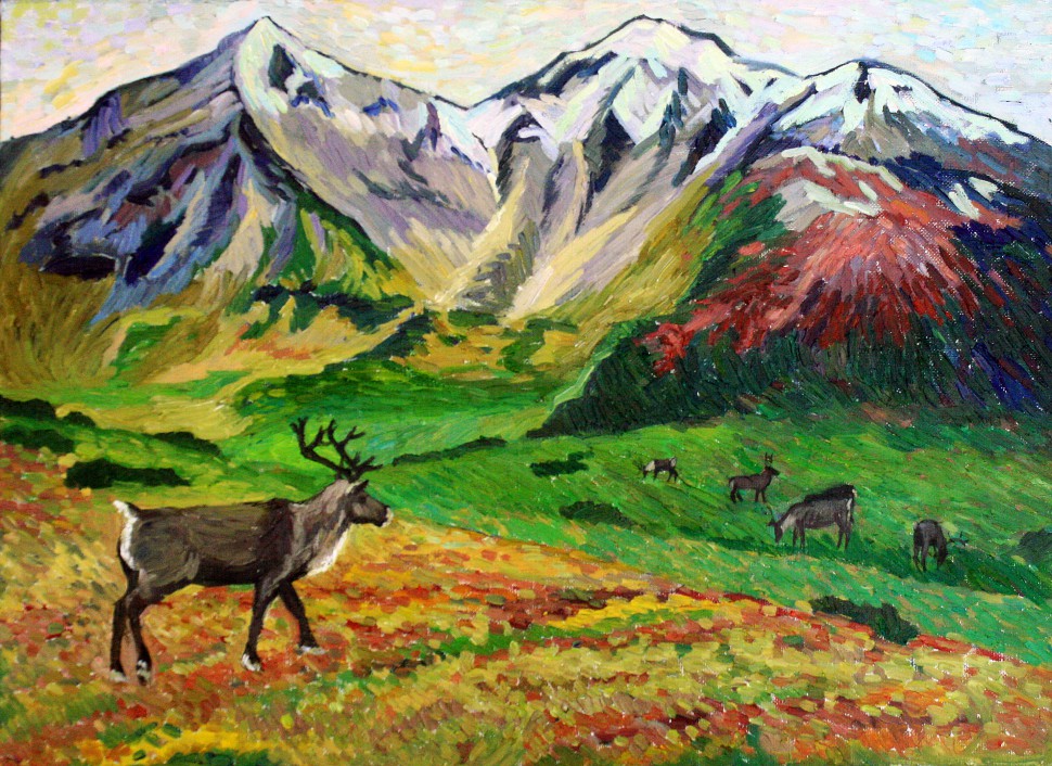 Картина "Пастбище оленей" (Камчатка)